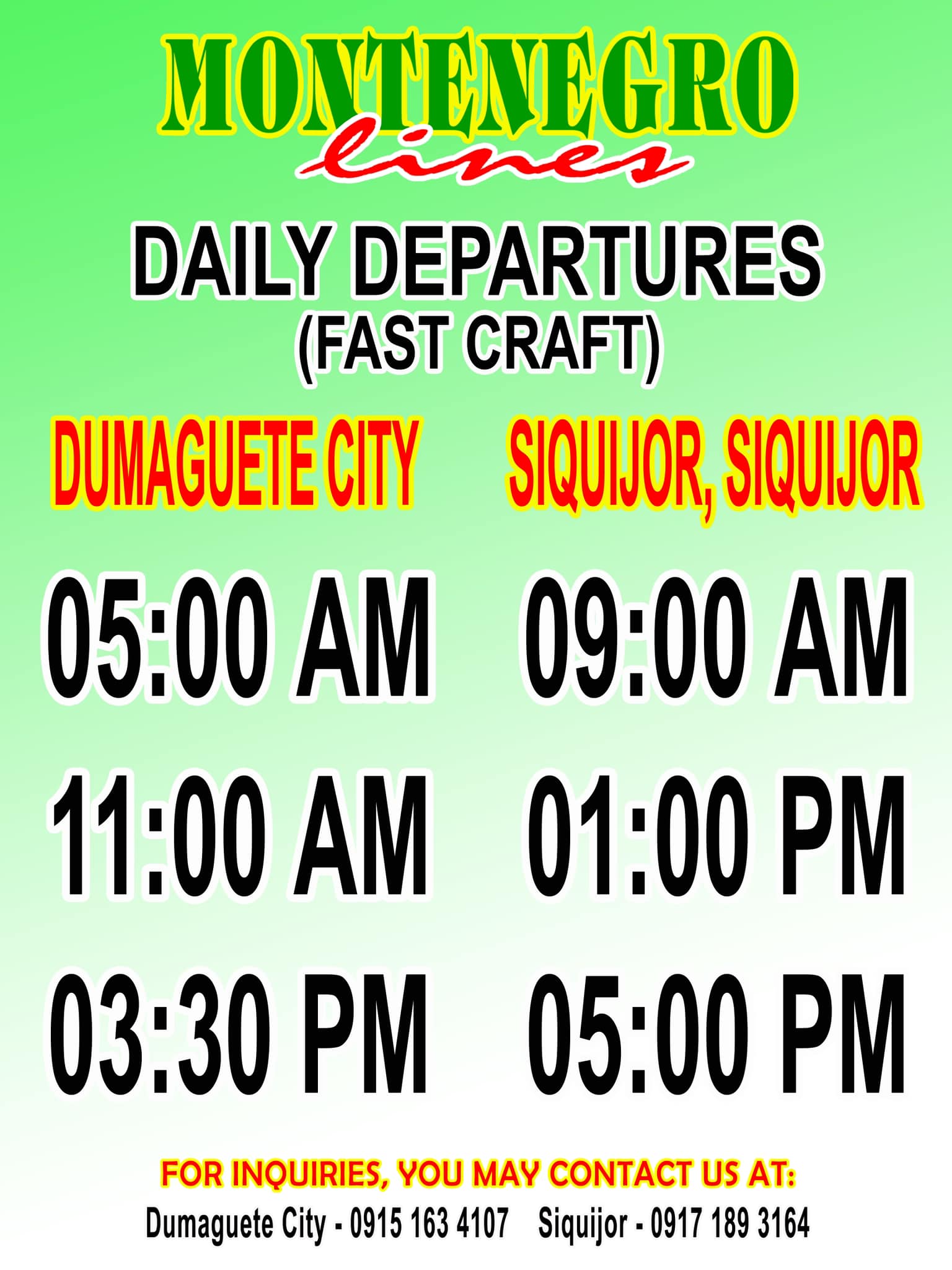 Travel from Dumaguete to Siquijor in less than an hour with Montenegro